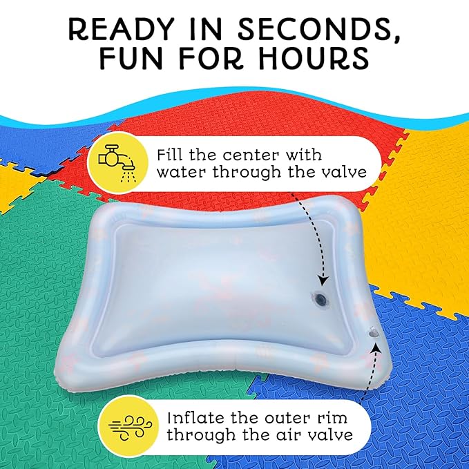 AVEC MAMAN Tummy Time Water Mat – Inflatable Water Play Pad for Babies - Sensory Tummy Time Mat for Floor Play - 100% BPA-Free & Leakproof - Baby, Infants 3-12 Months