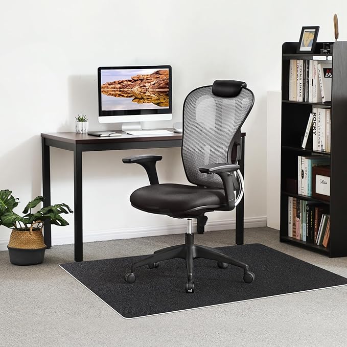 Office Chair Mat - for Hardwood Floors, Large Non-Slip Easy-Clean Floor Protection Blanket (Black, “60 x 48in”).