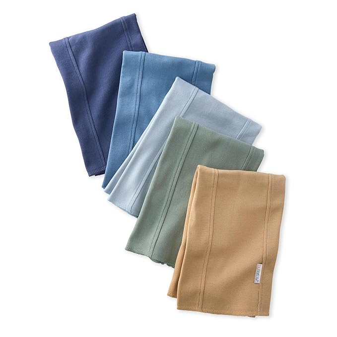 Butterblu Bailey 5-Pack Burp Cloths 100% Organic Cotton Knit for Newborn & Baby Boys & Girls, Terra, One Size