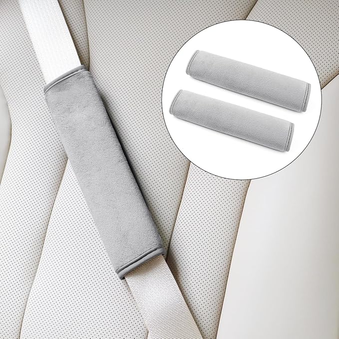 yuntop 2 PCS Car Seat Belt Pads Cover Soft Seat Belt Shoulder Pad Safety Belt Strap Shoulder Pad Comfortable Driving Compatible with Most Cars Helps Protect You Neck and Shoulder (Gray)