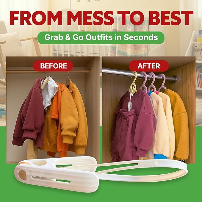 HASHI Baby Clothes & Pants Clips, Non-Slip Hanger Clips with Strong Grip, Space-Saving Organizer for Baby & Toddler Laundry, Closet, Socks, Stroller, Travel & Drying Rack (60, Premium)