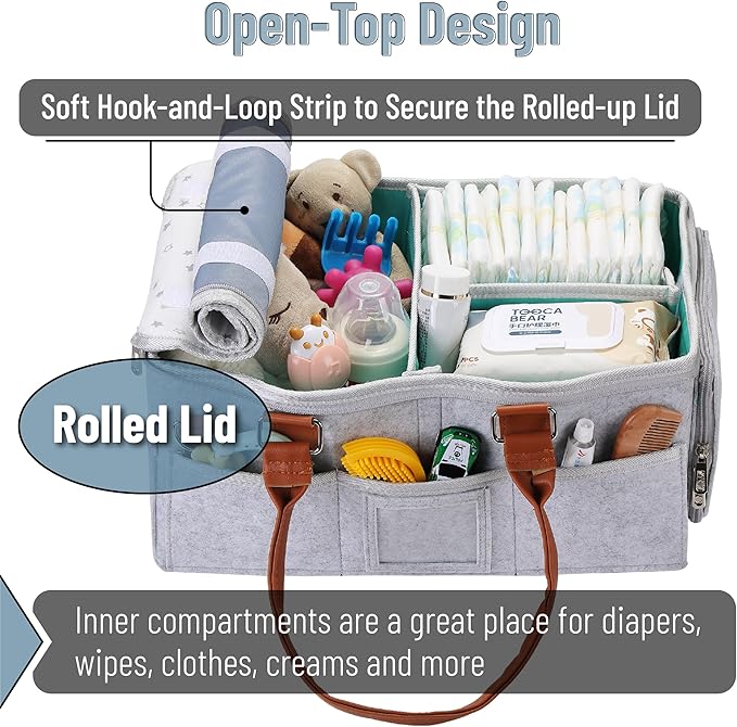 Mr. Pen- Baby Diaper Caddy Organizer with Lid, Baby Organizer, Diaper Caddy with Lid