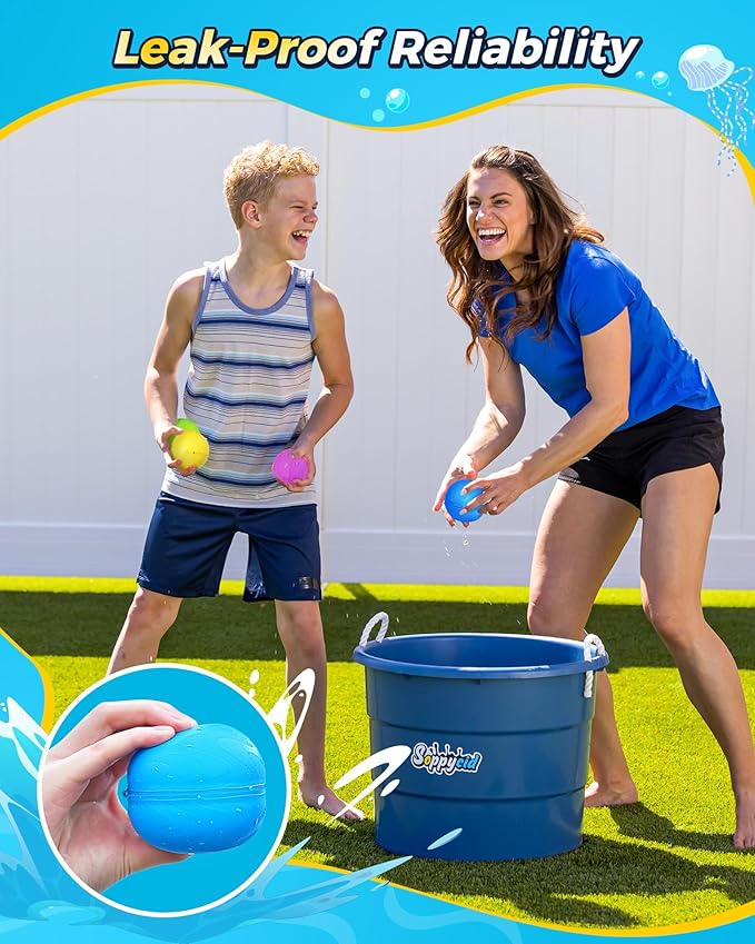 Reusable Water Balloons 12PCS - Summer Water Toys for Pool Beach & Outdoor, Self-Sealing Refillable Water Bombs for Kids Ages 3-14, Magnetic Splash Balls for Kids Fun Games & Activities