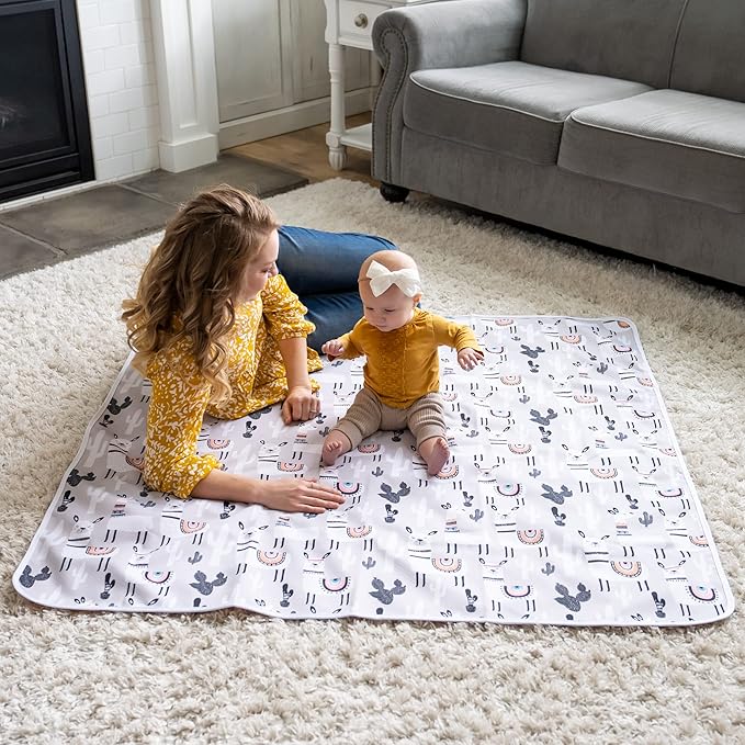 BABYBOET Splat Mat for Baby – Under High Chair Floor Mat Protects Wood, Vinyl and Carpet from Spills – Waterproof 4 Layer Baby Mat with Anti-Skid Backing Deters Bunching and Sliding (51” x 51”)