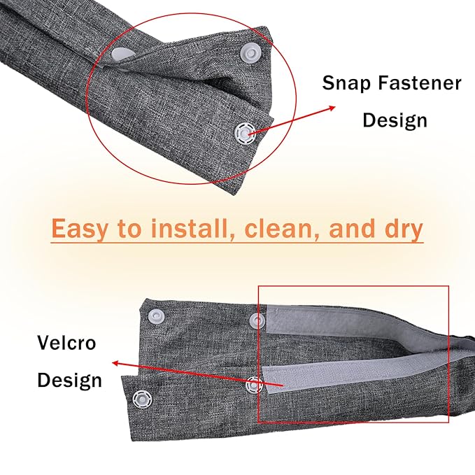 2PCS 26.4inches Armrest Handle Cover,Pushchair Handlebar Sleeve,Universal Protective Stroller Bumper Bar Covers Replacement Accessories Removable Toddler Pram Dust Proof Handle Gloves(Grey)