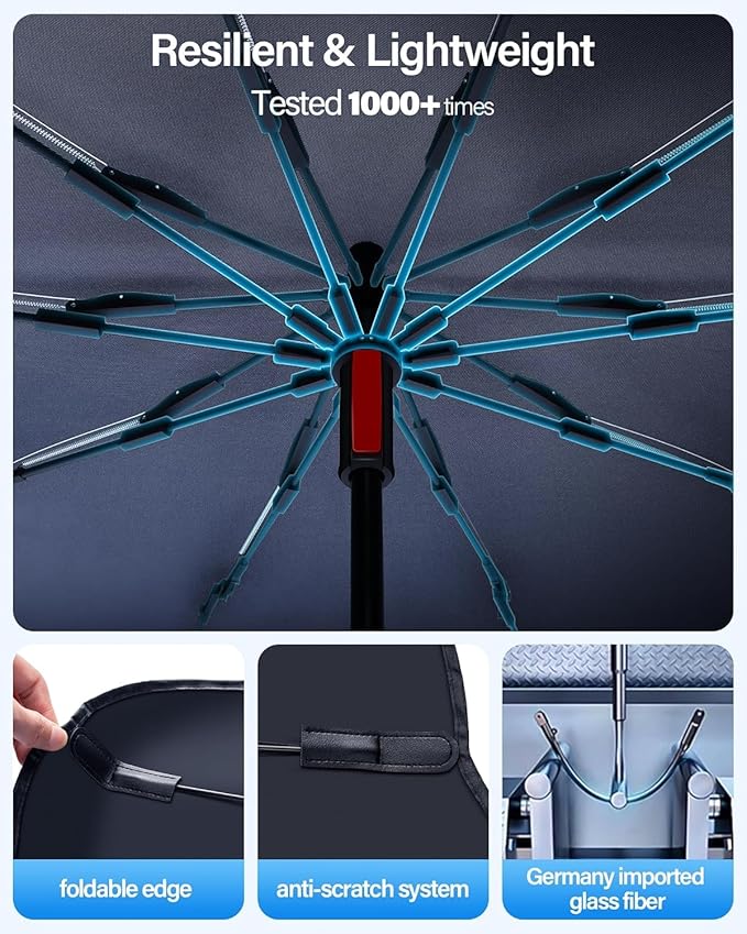 Car Windshield Sun Shade Foldable Umbrella, Sunshade for Car Windshield Cover Visor UV Ray Reflector, Sun Shade Windshield for Auto Trucks Sedan SUV Keeps Vehicle Cool Heat Insulation (53" x 27")