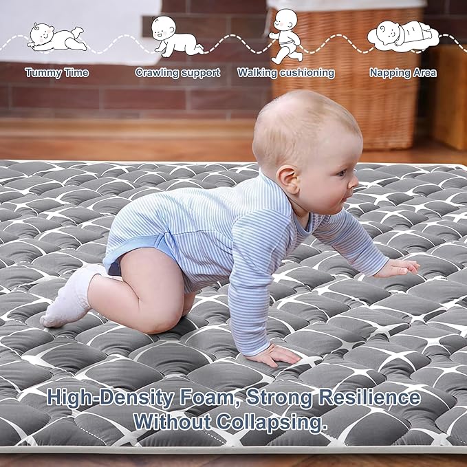 Baby Play Mat - 6ft X 4ft,Premium Thicker Foam One-Piece Crawling Mat, Machine Washable, Extra Large Anti-Slip Activity Playmat for Babies, Toddlers & Infants