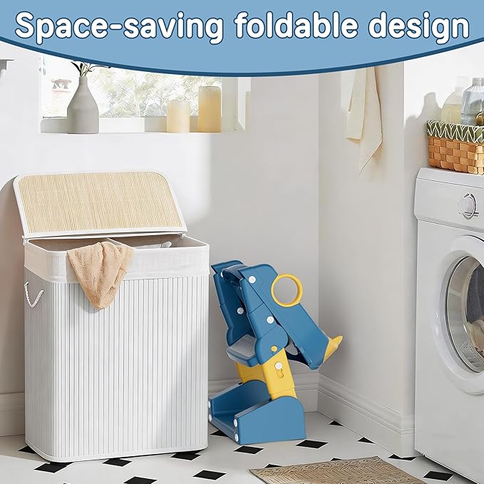 Potty Training Seat, 2-in-1 Toddler Toilet Training Seat & Potty Chair for Kids Boys Girls, Height Adjustable Toilet Seat with Splash Guard, Stable Wide Base Design, Anti-Slip Steps Stool