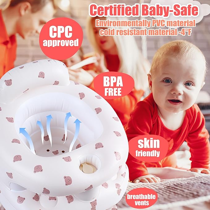 Upgraded Inflatable Baby Seat for Babies 3-36 Months, Inflatable Baby Chair Sit Me Up Floor Seat for Baby, Back Support Baby Seats for Infants for Sitting Up with Built in Air Pump