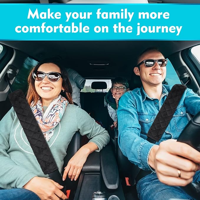 Tatuo 4 Pack Seat Belt Cover Extra Long Seat Belt Pads for Car Soft Comfort Shoulder Strap Covers Harness Pads Helps Protect Your Neck and Shoulder(15.8 Inch,Black)