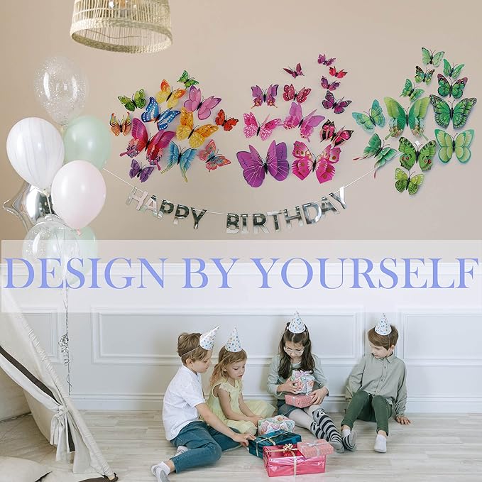 OPSEAM Butterfly Wall Decor 24/48 PCS, 3D Butterflies Stickers for Party Decorations with Magnets (Purple, 48)
