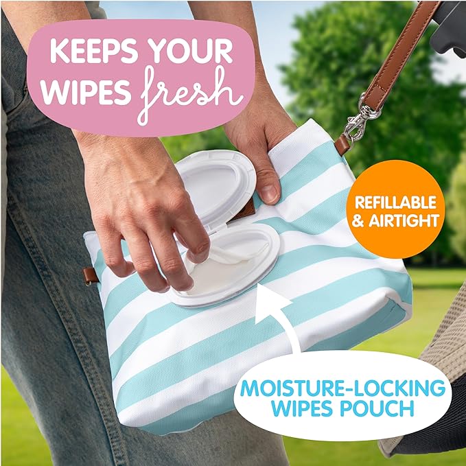 Baby Bum Brush Bumco Diaper Clutch - Portable Wipes Dispenser & Travel Essential, Airtight Refillable Wipes Container, Diaper Bag Purse