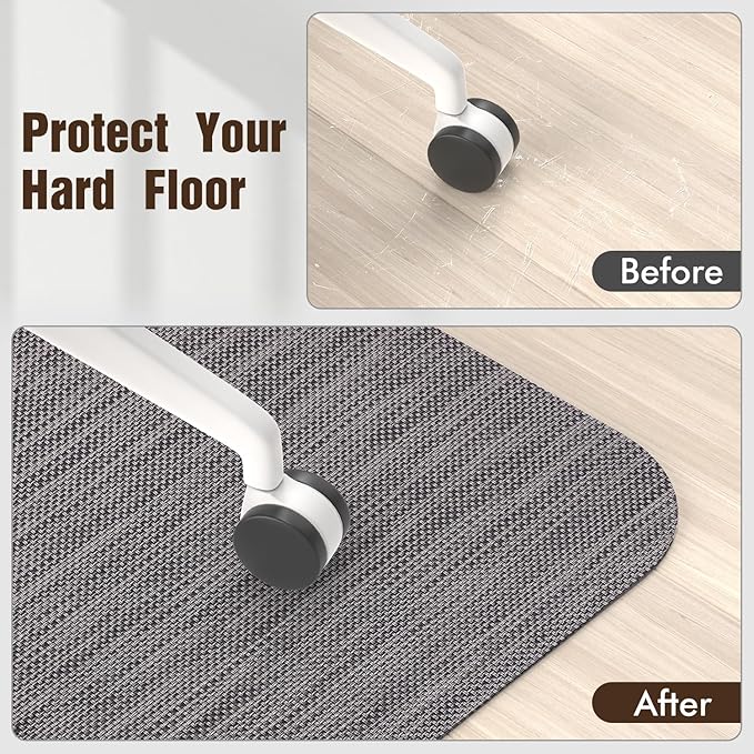 Blvornl Office Chair Mat for Hardwood Floor, 36" x 48" Desk Computer Chair Mat for Hard Wood and Tile Floor, Large Anti-Slip Hard Floor Protector Rolling Chair Mat, PVC Mat Desk Rug for Office Home