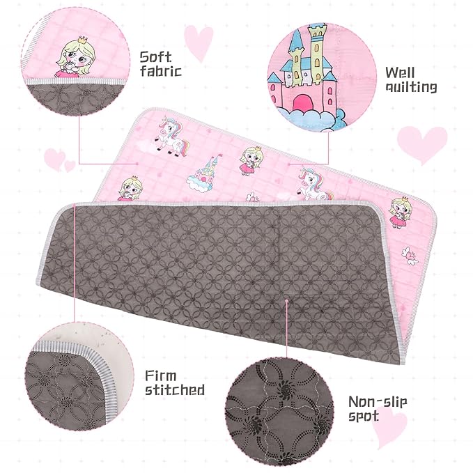 Funtery 43 x 43 Inch Boho Baby Play Mat Portable Crawling Washable Foldable Tummy Time Non Slip Baby Floor Large Playpen Mat for Infants Toddlers Floor Playpen Activity(Pink Unicorn)