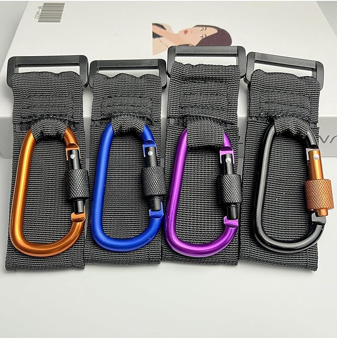 [Upgrade]Baby Stroller Hook with Locking, Carry 30 lbs per Stroller Clip, Baby Stroller Accessories & Car Seat Hook for Hanging Diaper Bag, Golf, Shopping and Pet Cart(2 Pcs + Nylon + Orange)
