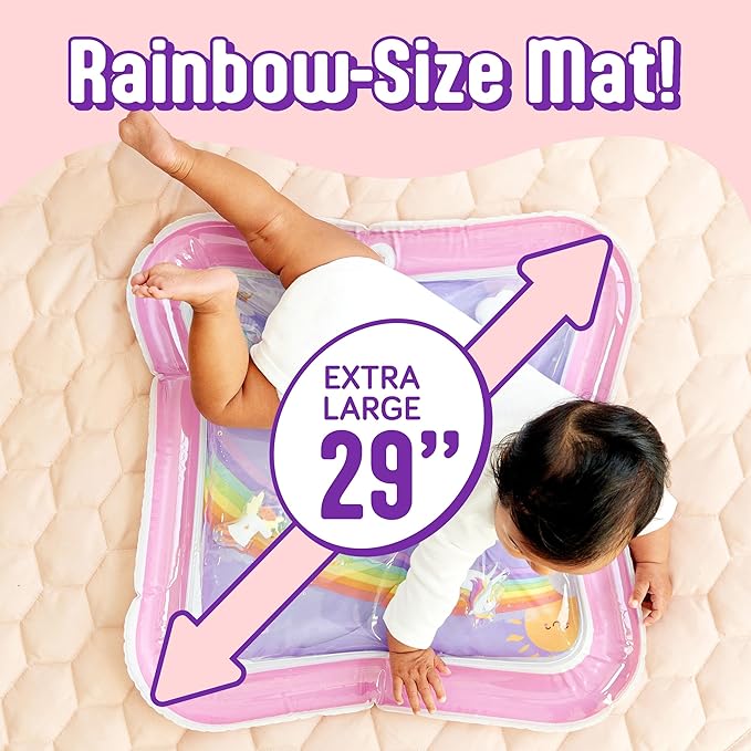 SplashEZ Lights Up Tummy Time Water Mat for Babies, Large Baby Water Mat Tummy Time for Sensory Play with LED Glowing Fishes, Inflatable Fun Play Pad for Infants & Toddlers 3 to 36 mo