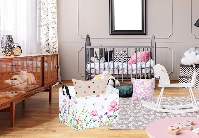 ACMUUNI Rectangle Gift Shelf Nursery Storage Basket Laundry Hamper Storage Box and Bins for Home Clothes with Handles