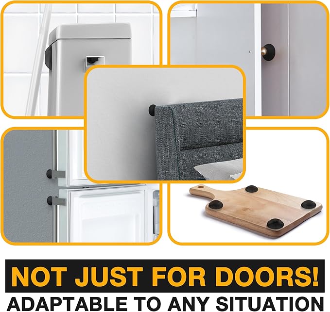 Ducki Wall Protectors - 4 Black Pearl- Self Adhesive, Reusable Solution for Stopping Wall Damage & Noise from Doors,Refrigerator & More in Your Home or Office -Durable, Shock Absorbent & Discreet