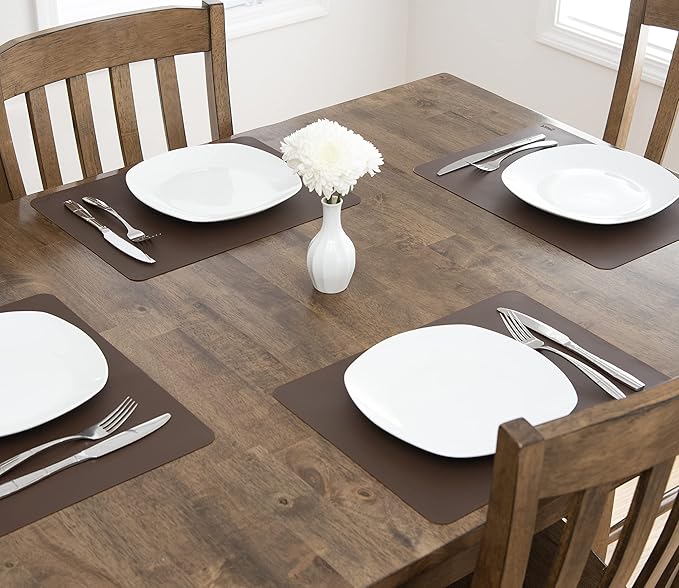 GASARÉ, Placemats Set of 4, Silicone Placemats, Table Mats, Non-Slip, Easy to Clean, Heat Resistant, Flexible, 20% Thicker, 16 x 12 inches x 1.1mm, Brown