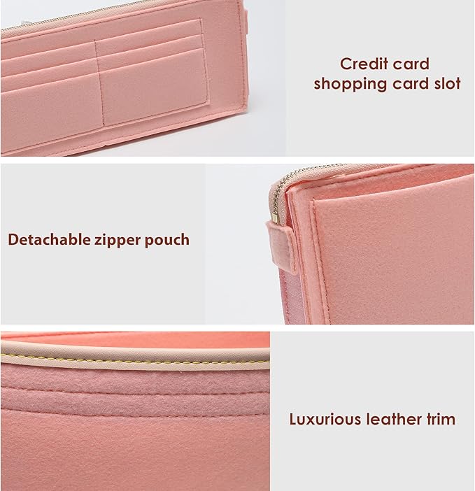 Purse Organizer Insert for Handbags, Fit Speedy 25 Neverfull Felt Tote Insert with Base Shaper Zipper Bag in Bag