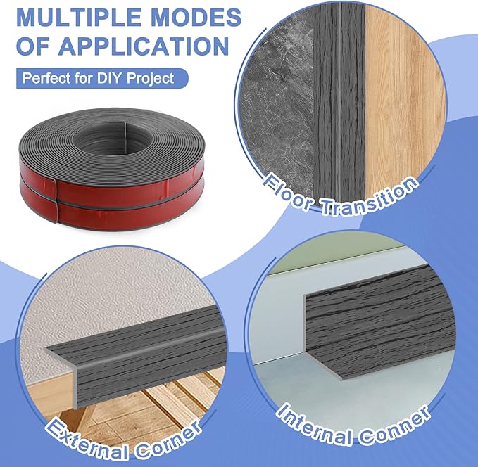 Wall Corner Protector Moulding Trim Peel and Stick Wall Corner Guards Trim Flexible Self Adhesive Edge Protector Moulding, 2.4 in x 10 Ft, Deep Gray Wood