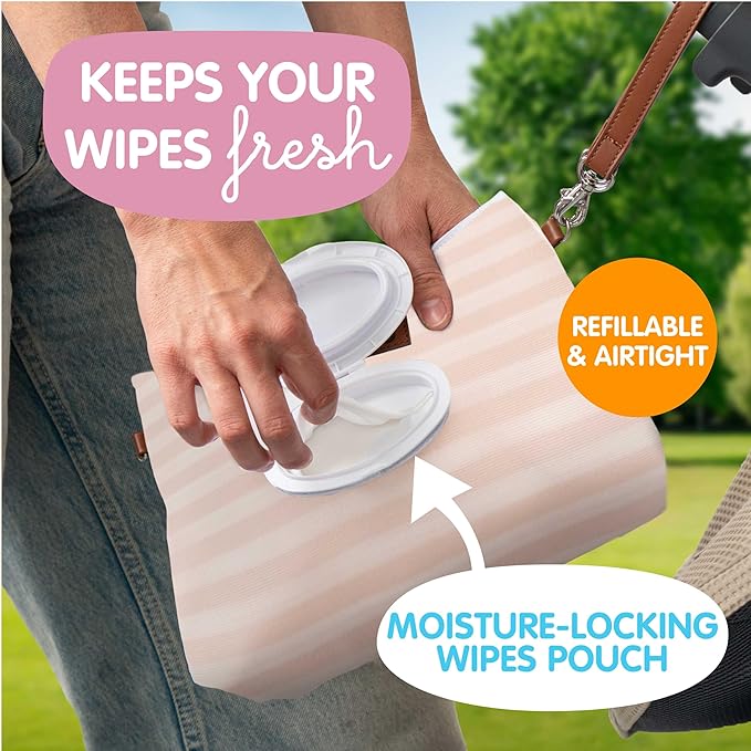 Bumco Diaper Clutch Bag - Portable Wipes Dispenser & Diaper Holder, Airtight Travel Baby Wipes Case, Wipe Dispenser Travel Baby Wipes Dispenser On the Go, Diaper Wristlet