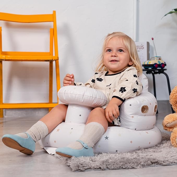 Inflatable Baby Seat for Babies 3+ Months with Removable Canopy – Baby Floor Seats for Sitting Up, Baby Seats for Infants, Blow Up Baby Chair