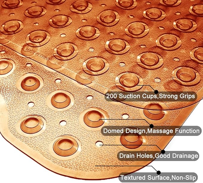 Tree Bud Bathtub Mats for Shower Tub Non-Slip Bath Mat 39 x 16 Inch Extra Long Shower Mat, Bath Tub Mat for Bathroom with Machine Washable, BPA Free for Kids (Clear Brown)