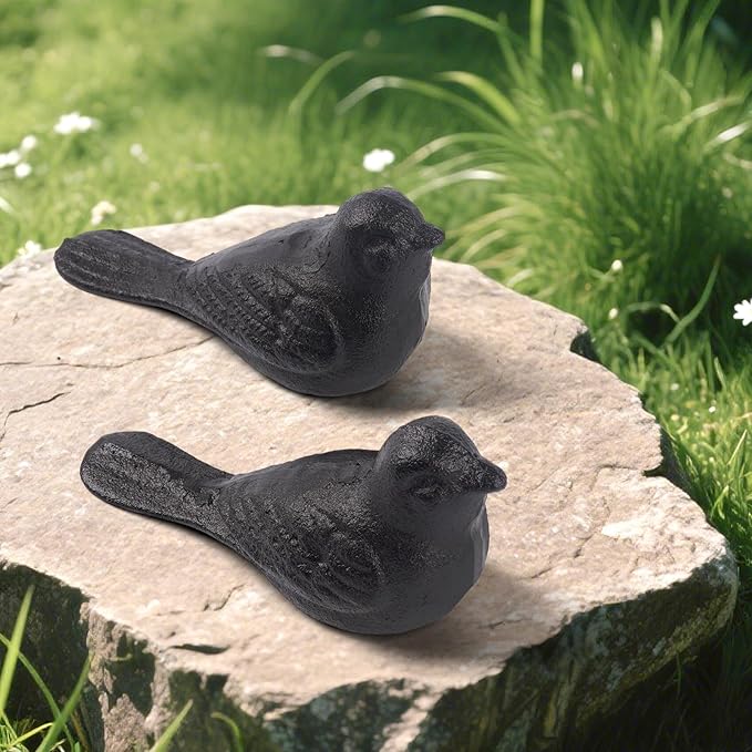 Cast Iron Door Stop Heavy Door Stopper Solid Metal Wedge for Indoor Outdoor Use Cute and Durable Doorstop (Black Bird, 2Pack)
