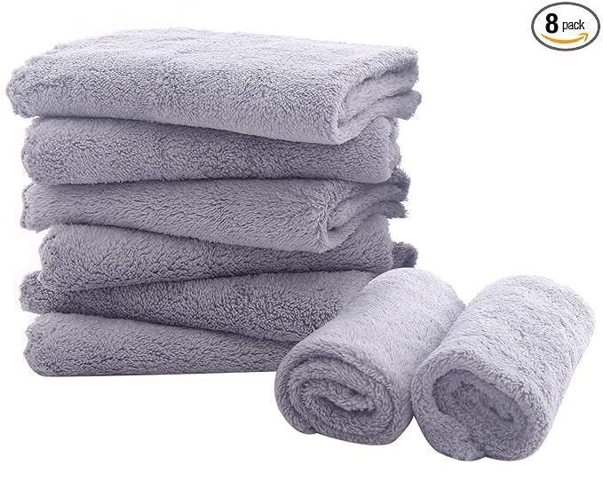 Spotted Play 8 Pack Burp Cloths for Baby - 20" by 10" Ultra Absorbent Burping Cloth, Hand Washcloths, Newborn Towel - Milk Spit Up Rags - Burpy Cloths for Unisex, Boy, Girl - Burp Cloths Set (Grey)