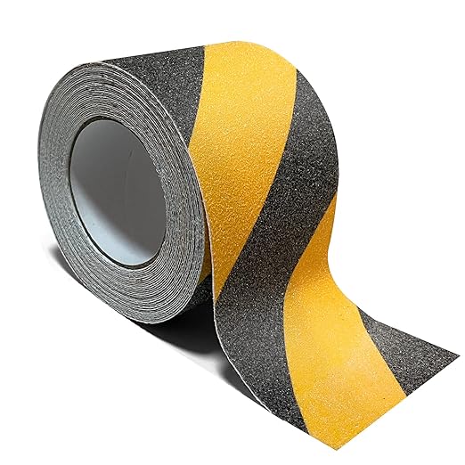 Anti Slip Traction Tape, 4 Inch x 35Ft Non Skid Safety Tape Outdoor Waterproof Grip Tape for Stairs Heavy Duty Anti Slip Warning Tape for Outdoor Stairs Step Treads Ramps Boats Pool- Yellow/Black