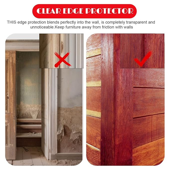 10 Pcs Wall Corner Protector, Clear Self-Adhesive Corner Protectors for Walls for Baby, Furniture, Door, Tables, Cover Sharp Furniture, Easy to Install(39.37'' x 1.18'')
