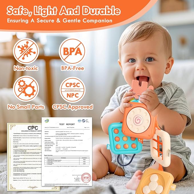 Montessori Busy Board for 1 Year Old, Toddlers Travel Toys for Ages 1–3, Sensory Activity Board for Airplane and Car, Baby Gifts for Boys Girls, Easter Basket & Stocking Stuffers