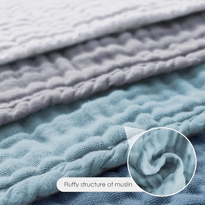 Baby Washcloths -100% Cotton Muslin Soft Baby Bath Wash Cloths and Absorbent Baby Wipes for Newborns Kids Girls and Boys - 12 Pack, 12x12 Inches - Slate, Grey, Navy Series