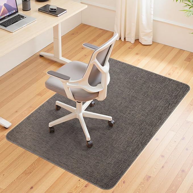 Wansimoo Office Chair Mat for Hardwood and Tile Floor, 48"x55" Floor Mat, Heavy Duty Computer Gaming Chair Mat, Anti-Slip, Non- Curve, Desk Chair Mat,Floor Protector for Home Office(Coffee)