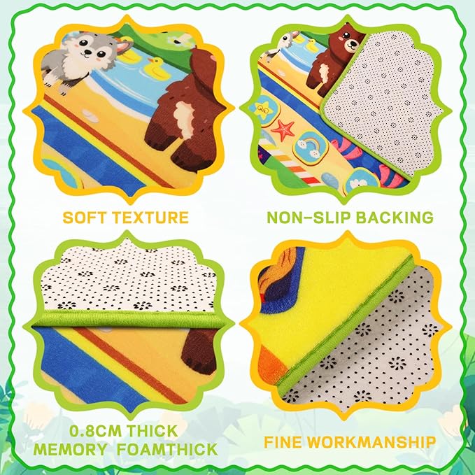 Baby Play Mat for Floor, ABC Kids Play Mat, Forest Animals Kids Rugs for Girls and Boys Playroom, Foldable Rug for Baby Toddler Infants Crawling Playing (Green, 110.2X78.7 INCH)