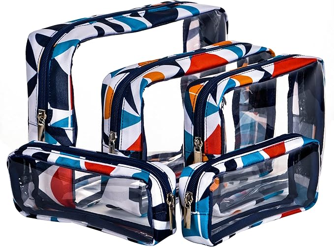 Remobia Hicol TSA Approved 5-Piece Diaper Bag Organizer Pouch Set Clear Waterproof TPU Kids Toiletry Storage Set Travel Packing Clutch Cube Bags for Baby Nursing