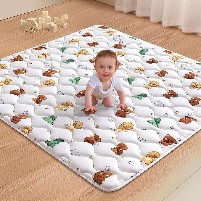 Premium Baby Play Mat 36" X 36", Thicken Foam One-Piece Crawling Mat, Non-Slip Cushioned Baby Playmats for Infants, Babies, Toddlers, Foldable and Machine Washable