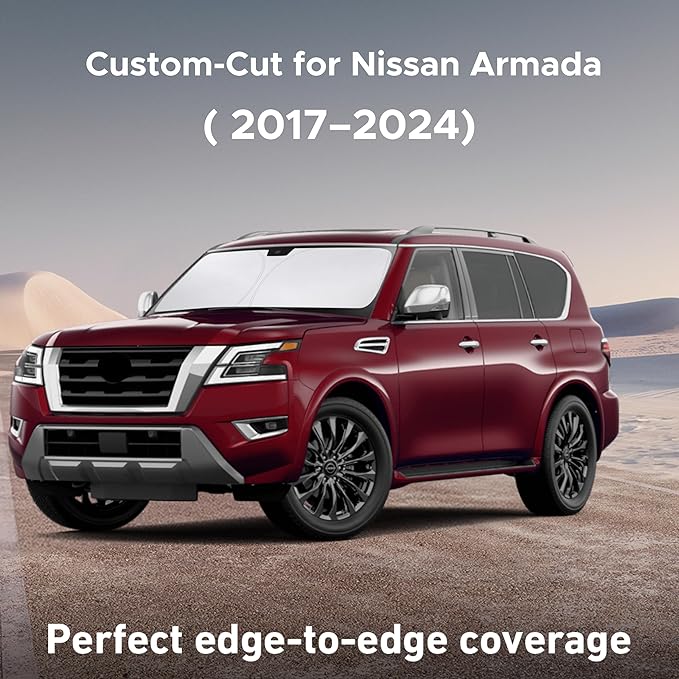 EcoNour Windshield Sun Shade for Nissan Armada 2017–2021 2022 2023 2024, Sun Visor for Front Windshield & Window Sunshade Cover, UV Heat Blocker & Protector, Car Accessories
