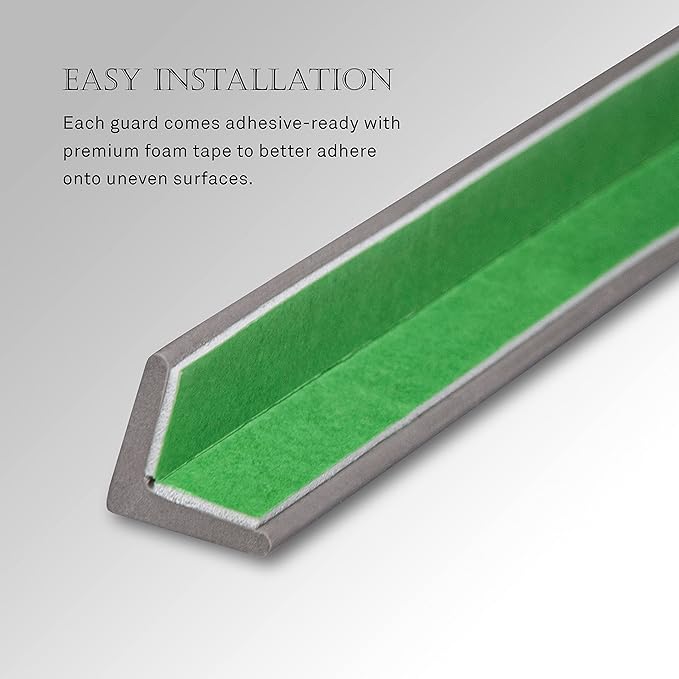 Heavy-Duty Industrial-Grade Compact Corner Guard and Furniture Edge Protector and Bumper – Grey, 24 Inches – Set of 4