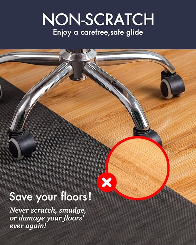 Baroyal Office Chair Mat for Hardwood Floor Under Desk Computer Rolling Chair Mat for Wood/Tile Floor Non-Slip Heavy Duty Desk Rug PVC Plastic Hard Floor Protector 36" x 48" (Espresso)