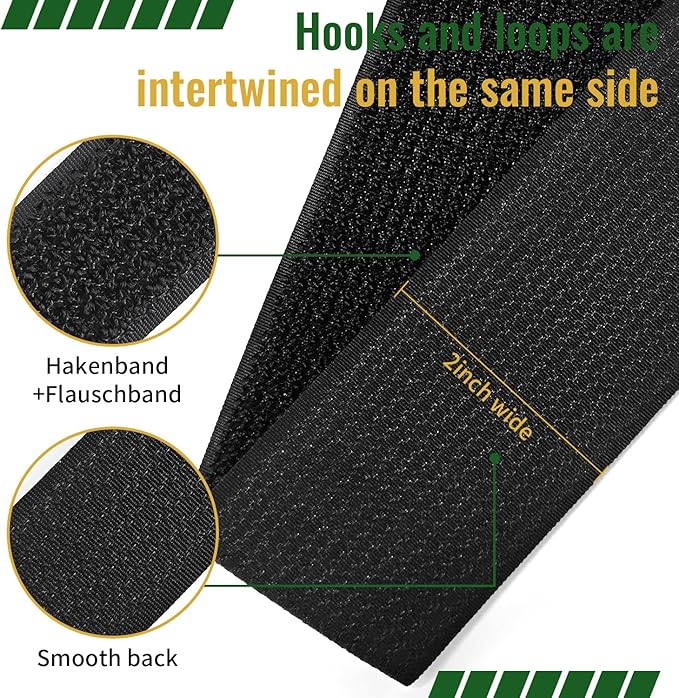 2 Inch x 16 Ft Cable Tie with Hooks, 10 Metal Buckles, Adjustable Reusable Securing Cord Ties, Freely Cut-to-Length Cinch Strap, Suitable for Organization and Storage
