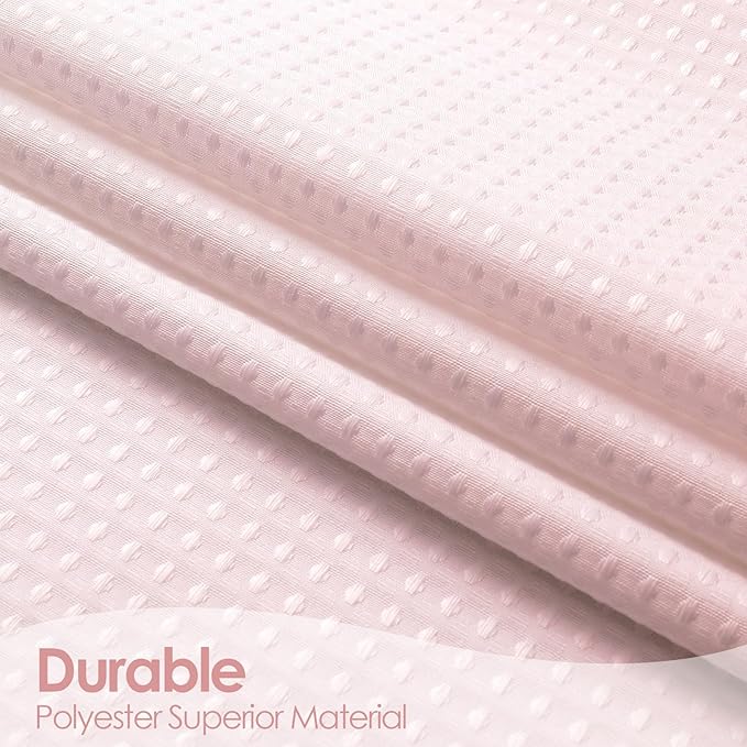 MitoVilla Pink Ombre Waffle Fabric Shower Curtain, Modern Waffle Weave Textured Shower Curtains for Luxury Rustic Bathroom Decor, Vintage Weighted Bathroom Shower Curtain, 72 x 72