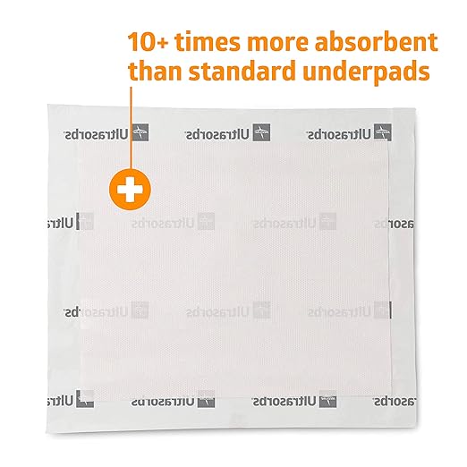 Medline Ultrasorbs Drypads, 30" x 36", 25 Count, Super Absorbent Disposable Bed Pads, Large Incontinence Bed Pads, Chucks Protective Underpads, 10 Times More Absorbent, For Adults, Elderly