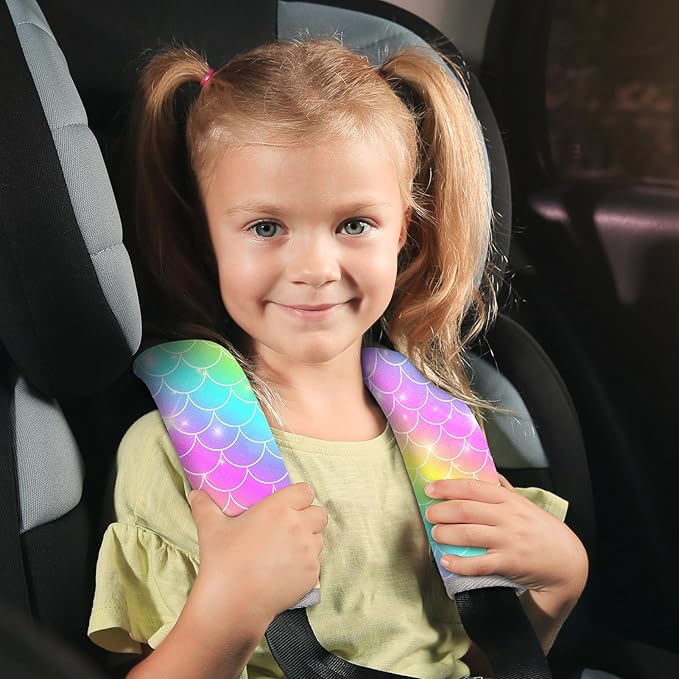 Seat Belt Cover Pad for Baby, Soft Seatbelt Cushion Covers for Kids 2Pcs Car Seat Strap Shoulder Pads for All Car Seats, Stroller, High Chair