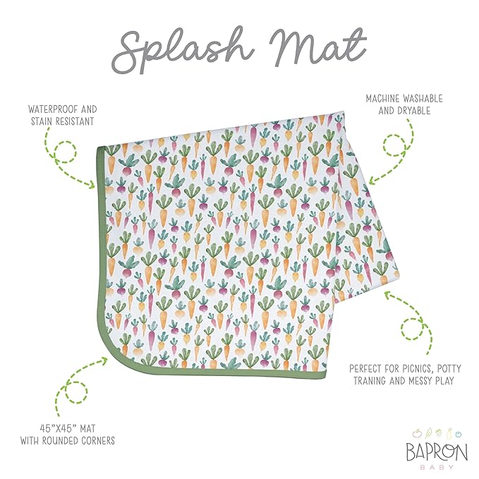 BapronBaby Farm Produce Splash Mat - Waterproof Catch-All for Under High Chairs, Floors, Tables, Playtime or Arts & Crafts - Machine Washable - 45" x 45”