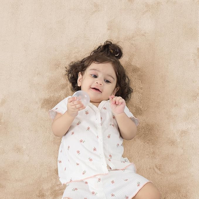 1.3" Thick Baby Play Mat for Floor, 79x79 Playpen Mat, Pro Soft Flannel Foam Mats Toddler Infant Kids Crawling for Nursery Rug Playroom Living Room Waterproof Easy Care Non-Slip (Beige)
