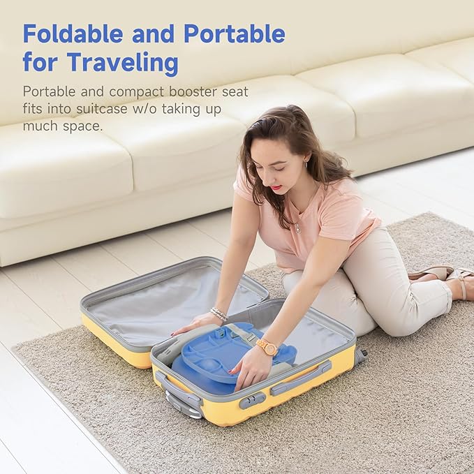 YOLEO Baby High Chair Booster Seat for Dining Table, Foldable High Chairs with Adjustable Heights, Travel Booster Seat with Removable Tray