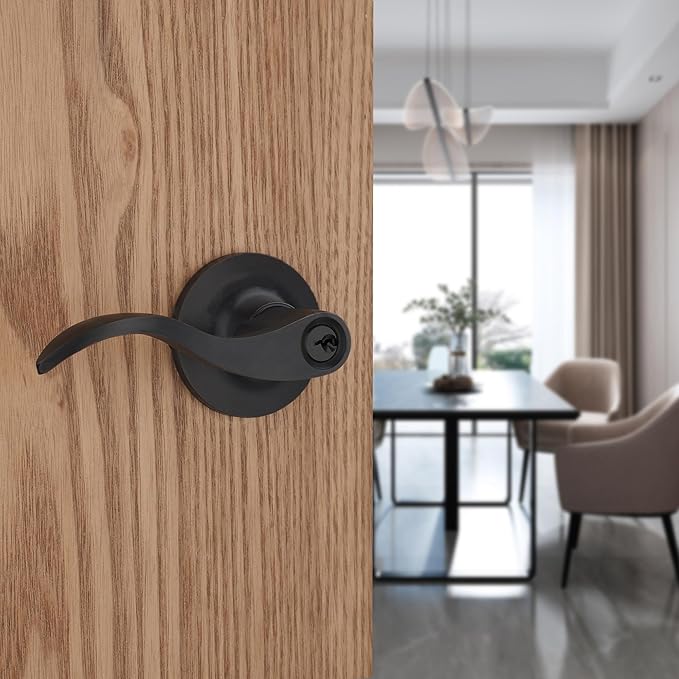 1 Pack of HENYIN Wave Lever Keyed Entry Door Lock/Door Knob Hardware Handle and Closet Lockset, Black Color, with Key,Left Hand(805ORB-L)