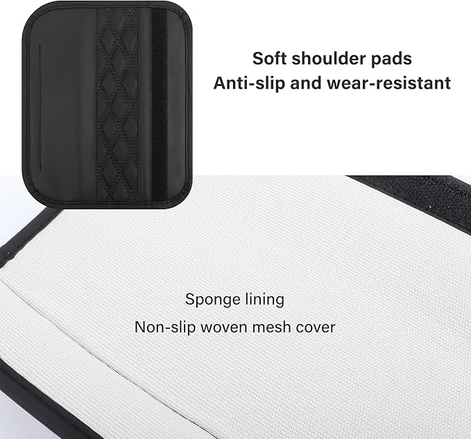 2PCS Car Seat Belt Cover Pads,Leather Seatbelt Covers Protect Shoulder and Neck Car Accessories Interior,Universal Car Seat Strap Pads Car Decorations for Most Cars Trucks (Black)